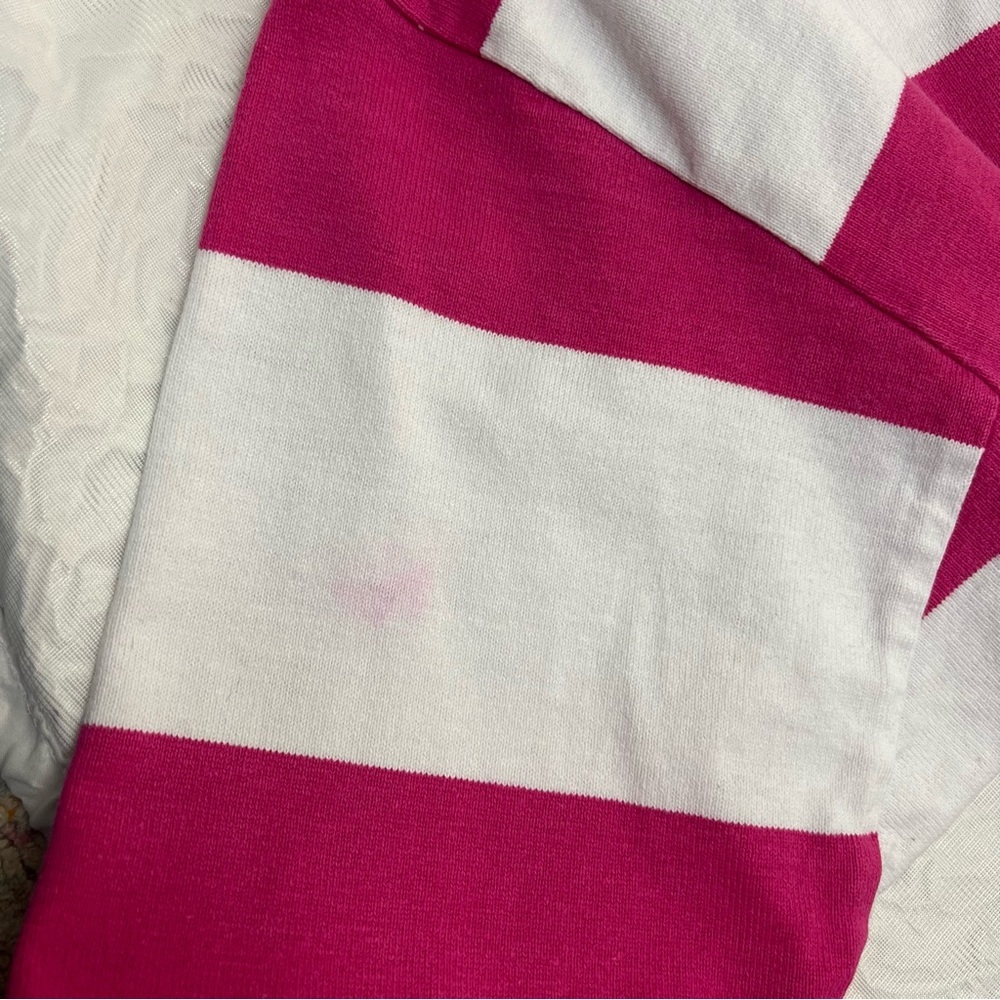 Authentic Lands’ End Vintage Rugby Shirt – Pink & White Stripe – Women’s M - Picture 5 of 9